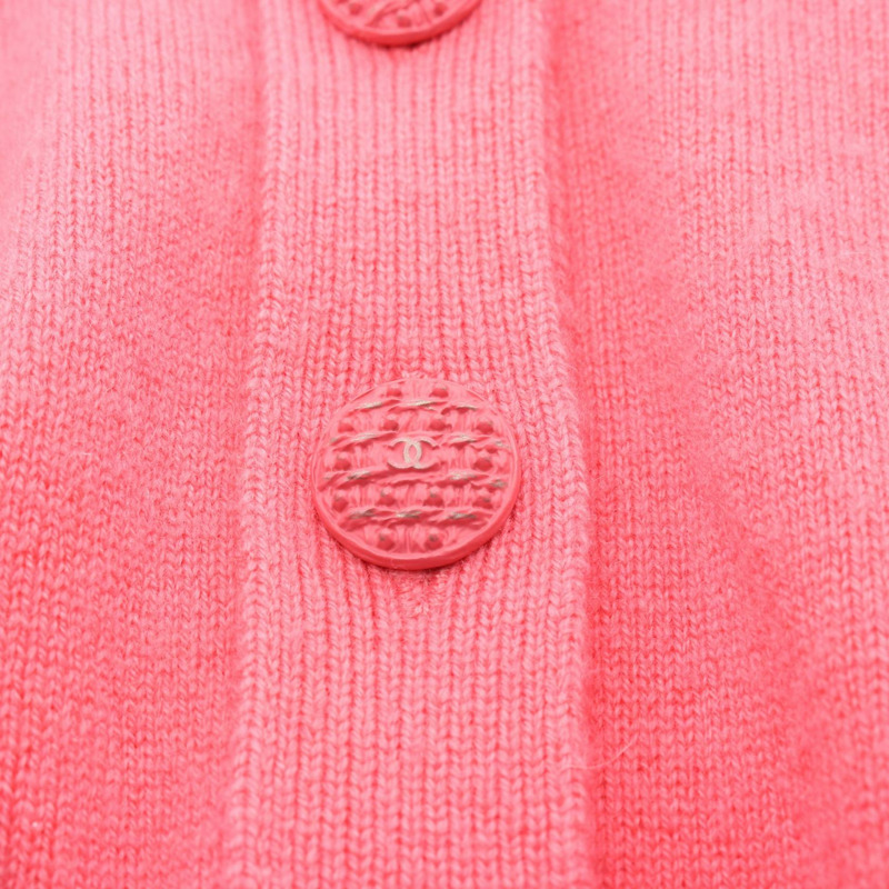 香奈兒 COCO 標誌紐扣開襟羊毛衫,粉紅色,二手,女款,36碼-7
