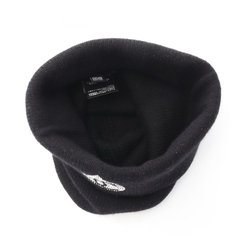 香奈兒 COCO 標誌針織帽，羊絨材質，黑色，二手女款-2