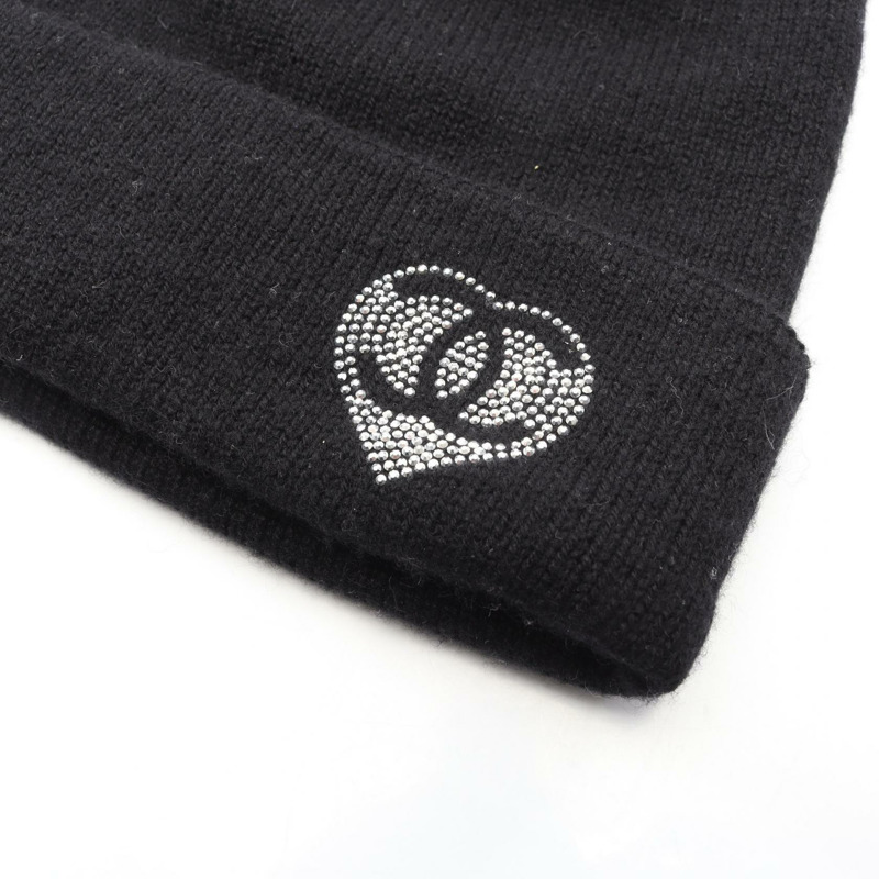 香奈兒 COCO 標誌針織帽，羊絨材質，黑色，二手女款-6