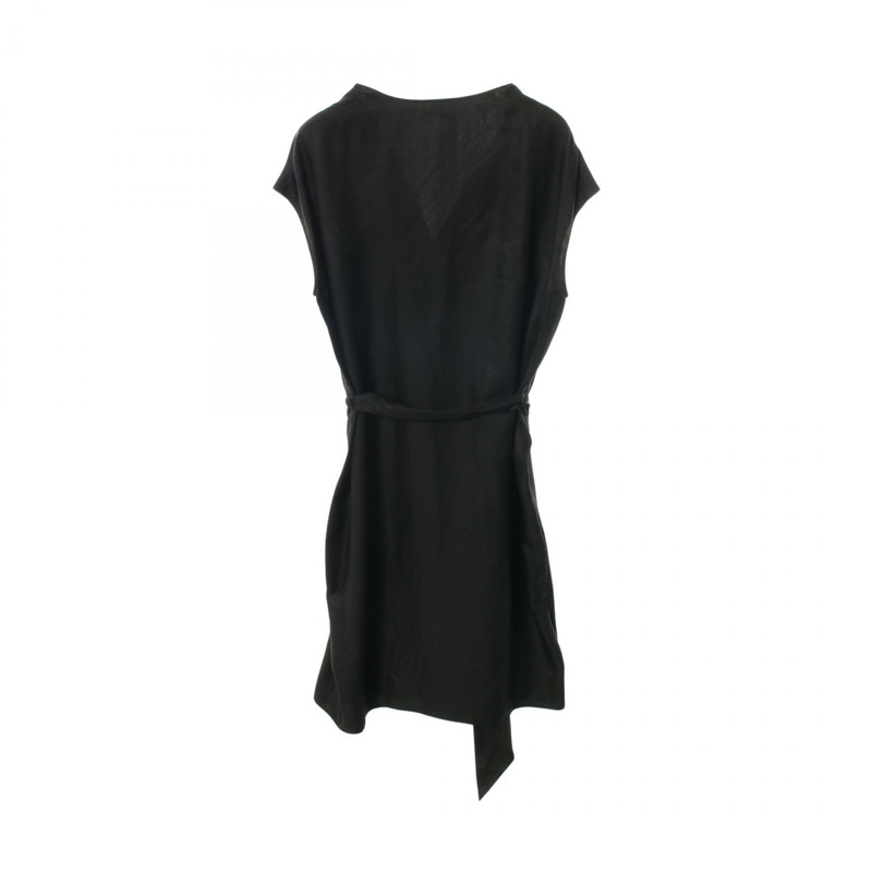 愛馬仕 Lavalliere 領口連身裙 #40 無袖束腰絲黑色二手女裝-1