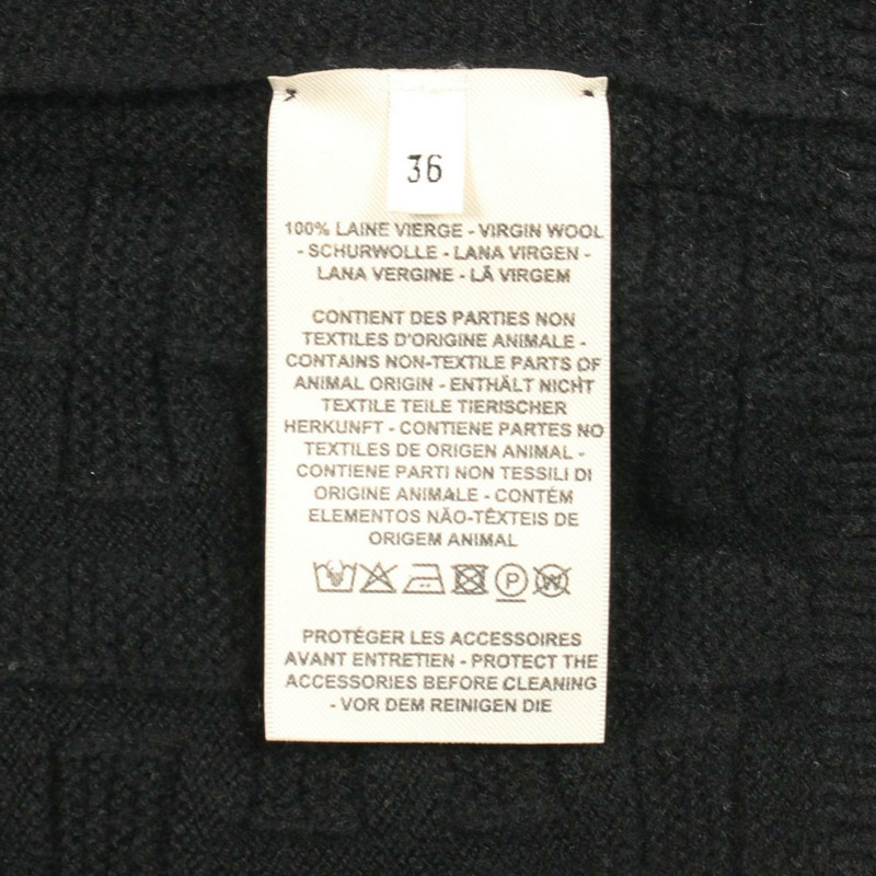 愛馬仕 H 字紋針織開襟毛衣 DC2H2705DA 羊毛黑色二手女款 #36-3