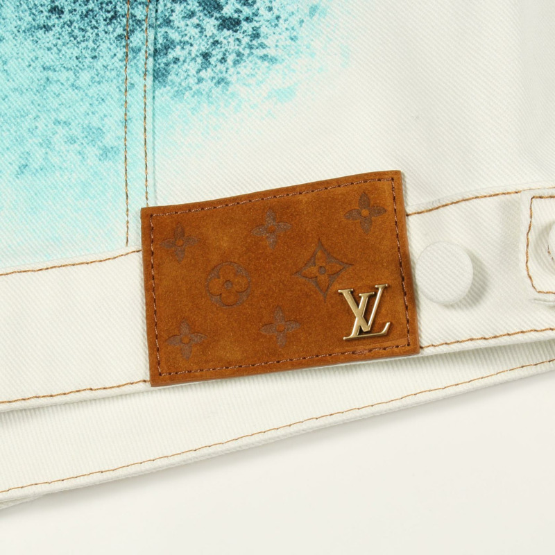 路易威登 LV 噴漆牛仔夾克 短款 #46 棉質 白色 綠色 二手 男款-7