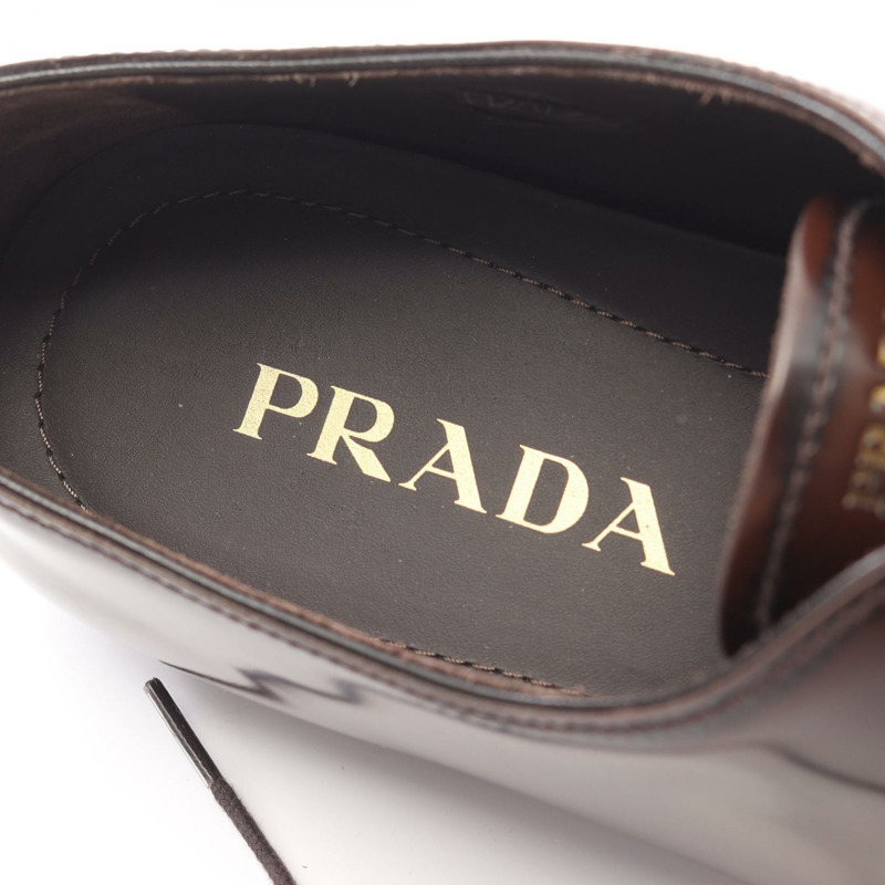 PRADA 男士繫帶皮鞋 2EG448 棕色 二手-4