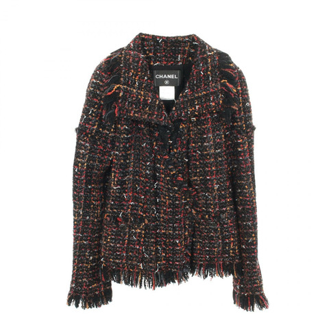 香奈兒 COCO 標誌紐扣斜紋軟呢外套 P39758V28224 羊毛 黑色 多色 二手 女款