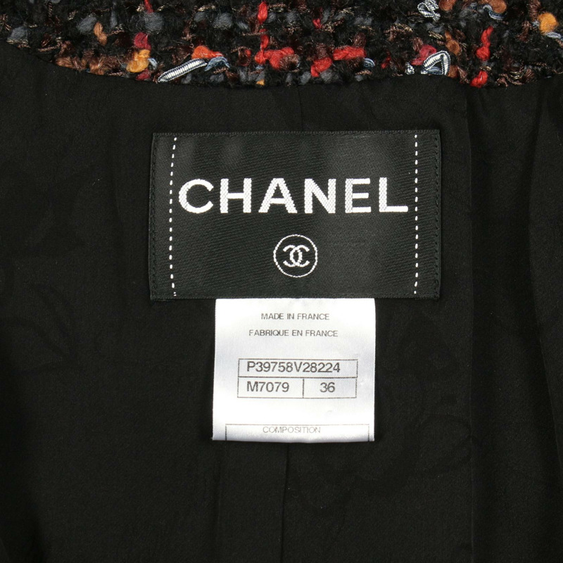 香奈兒 COCO 標誌紐扣斜紋軟呢外套 P39758V28224 羊毛 黑色 多色 二手 女款-2