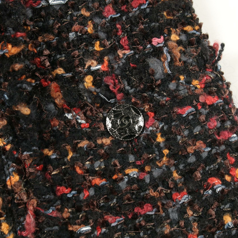 香奈兒 COCO 標誌紐扣斜紋軟呢外套 P39758V28224 羊毛 黑色 多色 二手 女款-5