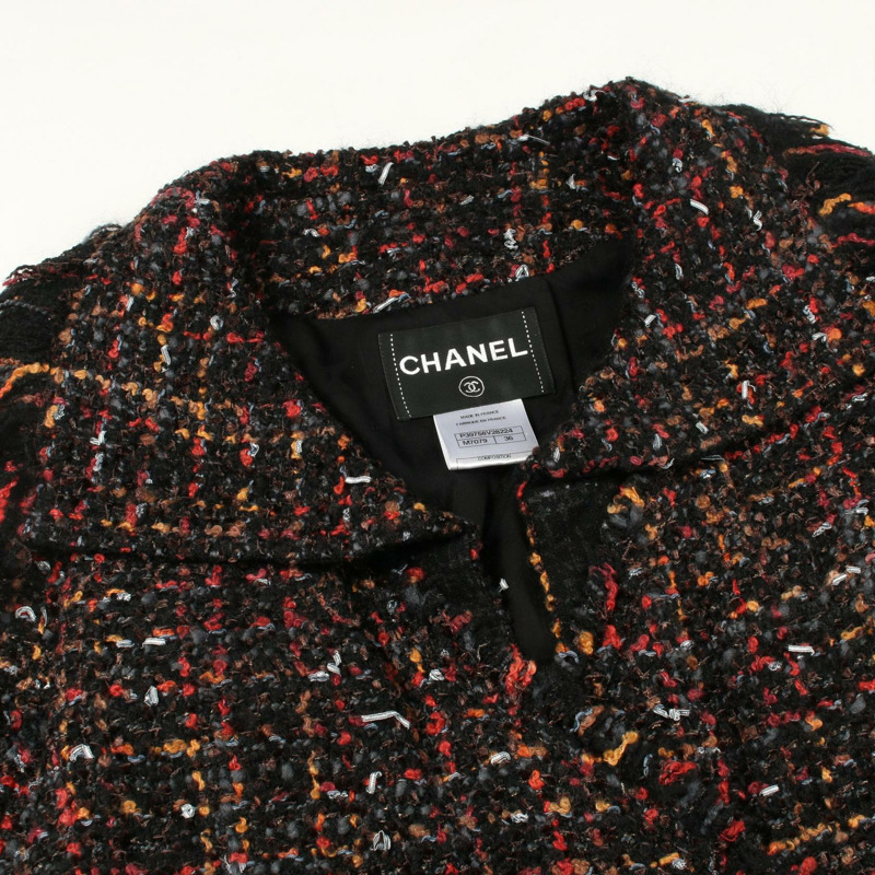 香奈兒 COCO 標誌紐扣斜紋軟呢外套 P39758V28224 羊毛 黑色 多色 二手 女款-6