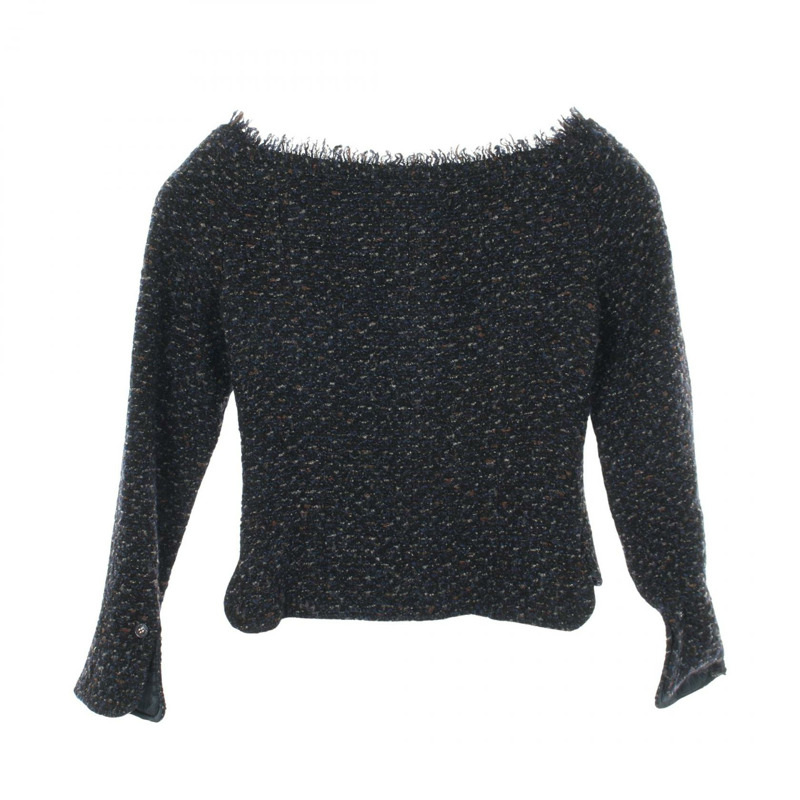 香奈兒 (CHANEL) 斜紋軟呢無色外套 P19972V11631 羊毛 Moheya 海軍藍 二手 女款-1