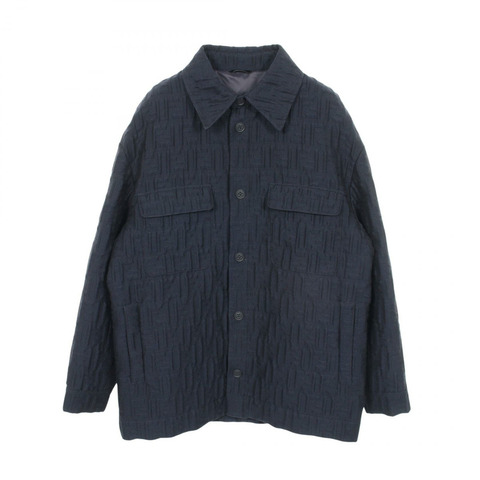 FENDI FF壓花襯衫外套 其他外套 FW1286AQMO 羊毛 尼龍 棉/聚酯纖維 海軍藍 二手 男款