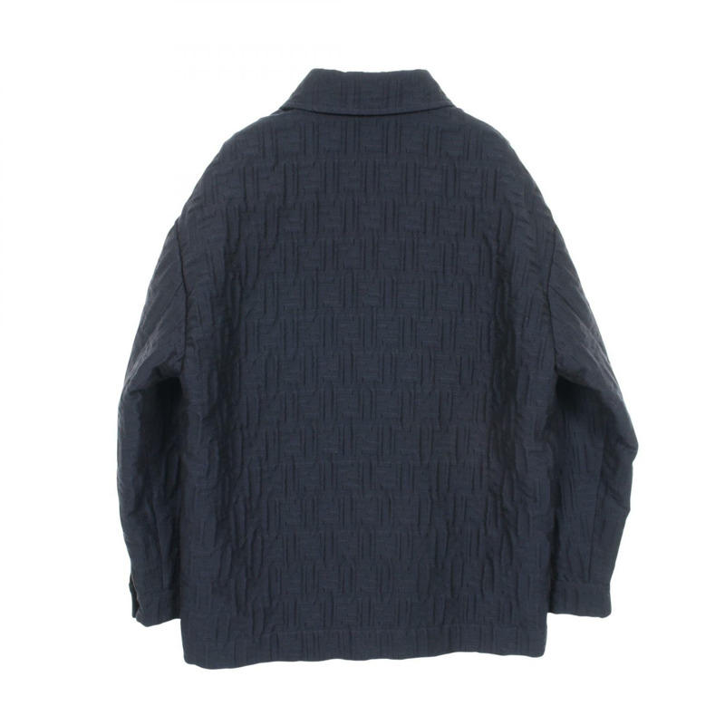 FENDI FF壓花襯衫外套 其他外套 FW1286AQMO 羊毛 尼龍 棉/聚酯纖維 海軍藍 二手 男款-1