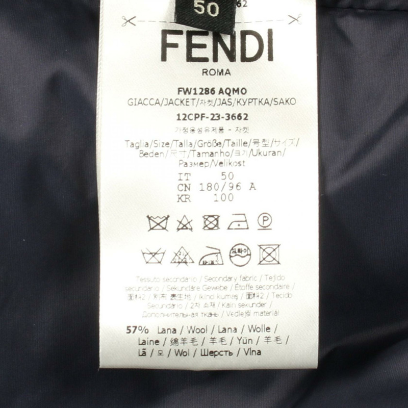 FENDI FF壓花襯衫外套 其他外套 FW1286AQMO 羊毛 尼龍 棉/聚酯纖維 海軍藍 二手 男款-4