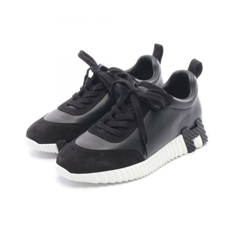 愛馬仕 Bouncing 運動鞋 #38 皮革絨面革黑白二手女鞋