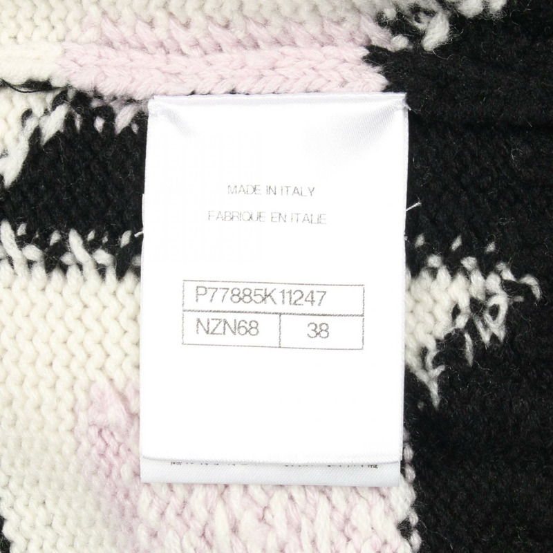 香奈兒 COCO 標誌針織羊絨衫 黑白紫 #38 二手 女士 CC-4