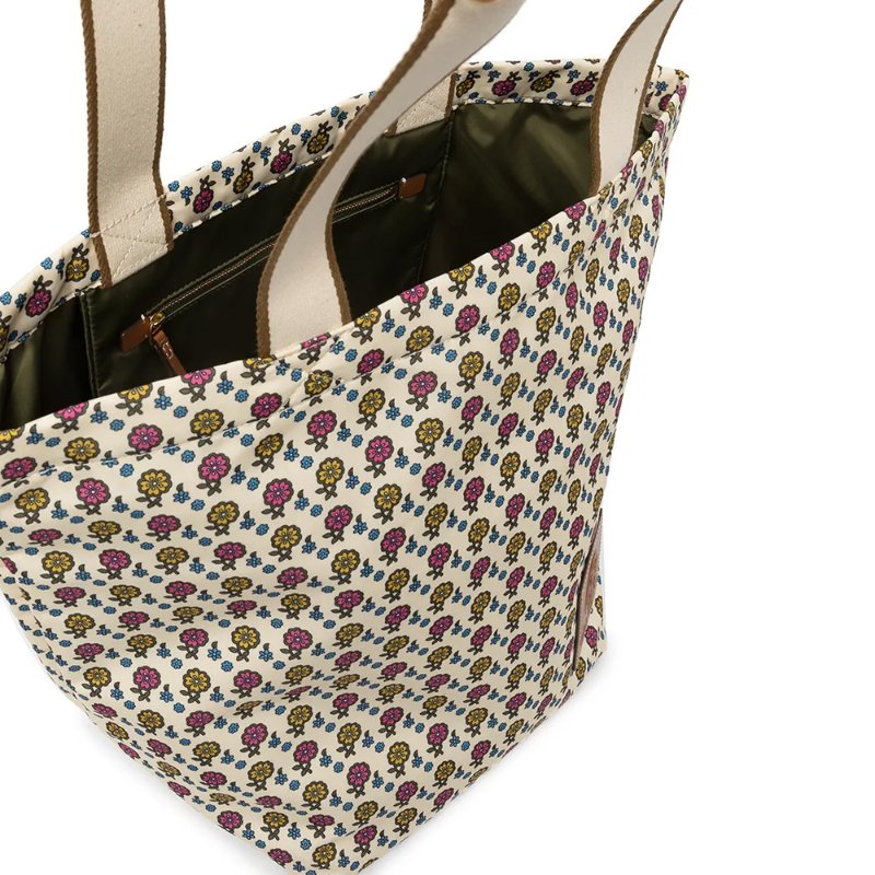 【TORY BURCH】花朵印花尼龍托特包-紅黃小花-1