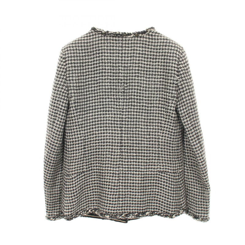 香奈兒 COCO 標誌紐扣斜紋軟呢外套,莫赫亞海軍藍/白色,二手女款-1