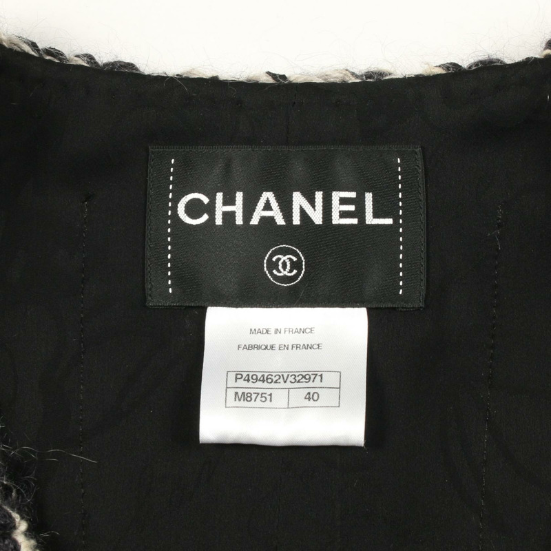 香奈兒 COCO 標誌紐扣斜紋軟呢外套,莫赫亞海軍藍/白色,二手女款-2