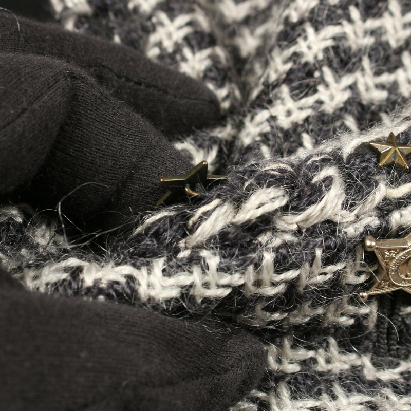 香奈兒 COCO 標誌紐扣斜紋軟呢外套,莫赫亞海軍藍/白色,二手女款-8