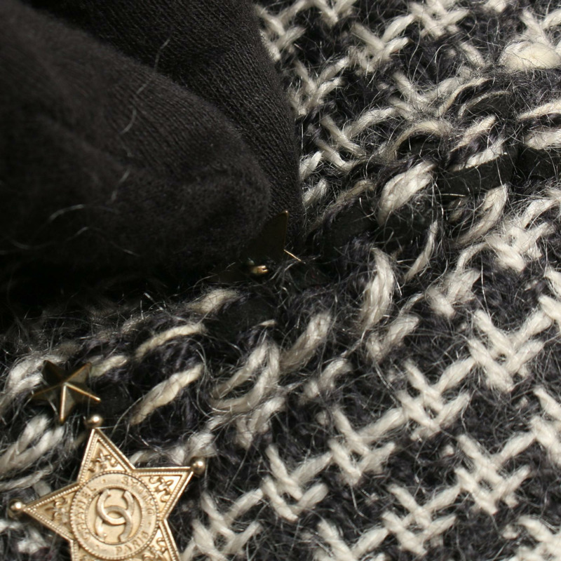 香奈兒 COCO 標誌紐扣斜紋軟呢外套,莫赫亞海軍藍/白色,二手女款-10