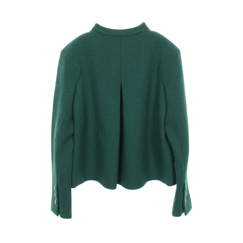 香奈兒 COCO 標誌紐扣 其他羊毛外套 綠色 二手 女士-1