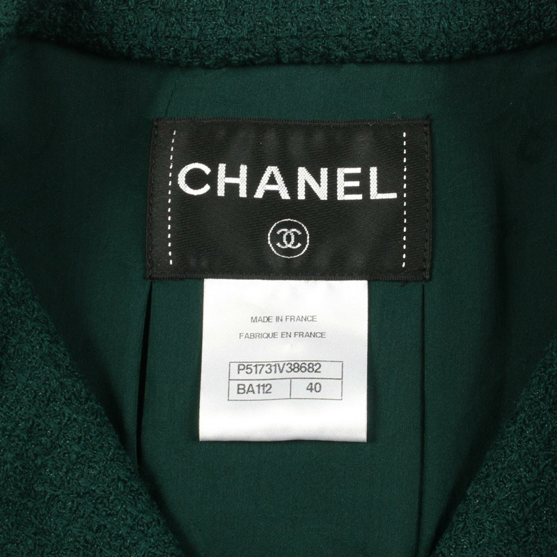 香奈兒 COCO 標誌紐扣 其他羊毛外套 綠色 二手 女士-2