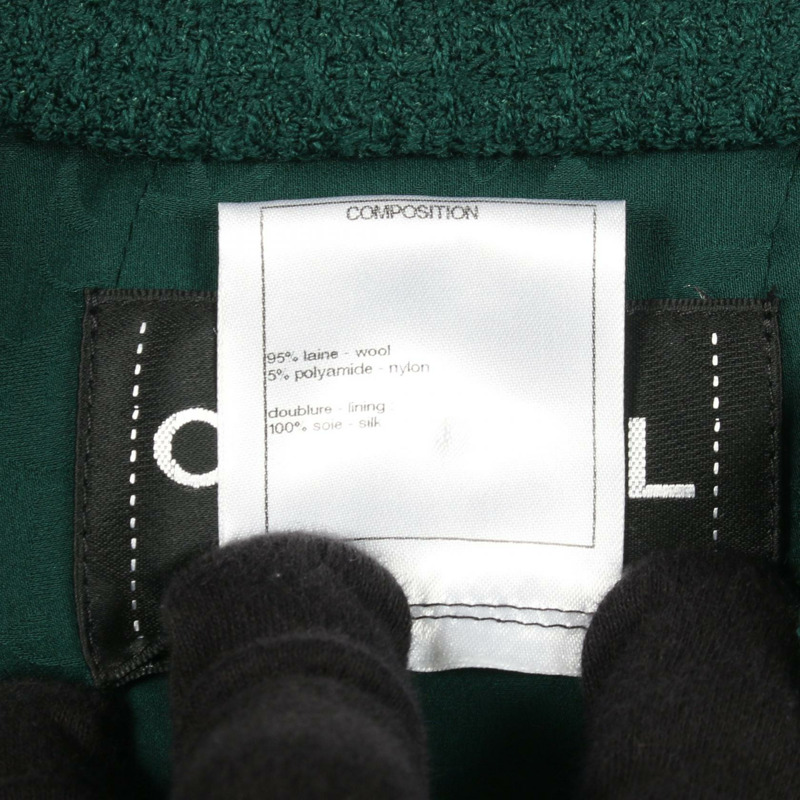 香奈兒 COCO 標誌紐扣 其他羊毛外套 綠色 二手 女士-3