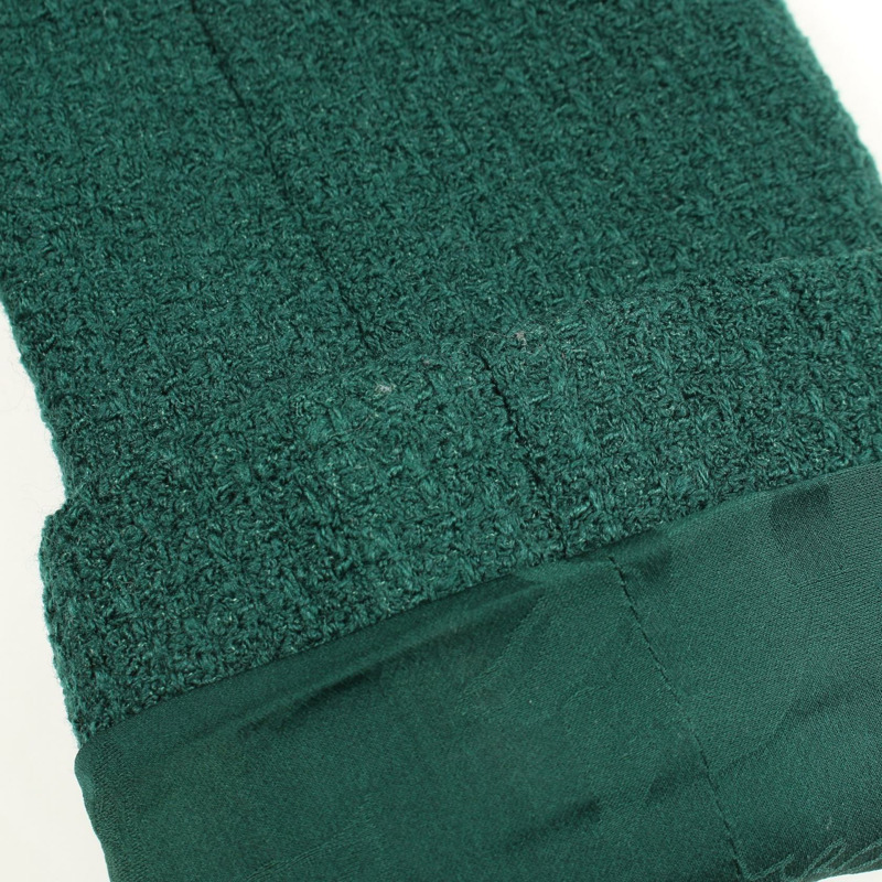 香奈兒 COCO 標誌紐扣 其他羊毛外套 綠色 二手 女士-4