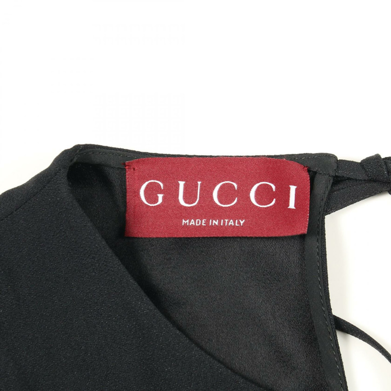 GUCCI 連身裙，半袖，醋酸纖維，海軍藍，二手女款-2