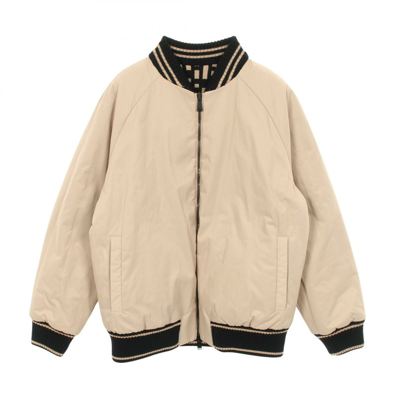 FENDI FF 標誌 其他外套 尼龍棉 米色 黑色 二手 男款-0