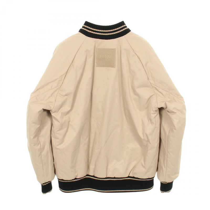FENDI FF 標誌 其他外套 尼龍棉 米色 黑色 二手 男款-1