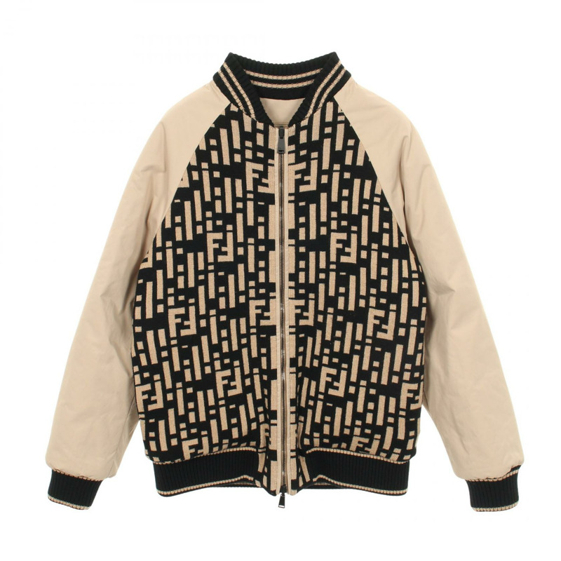 FENDI FF 標誌 其他外套 尼龍棉 米色 黑色 二手 男款-2