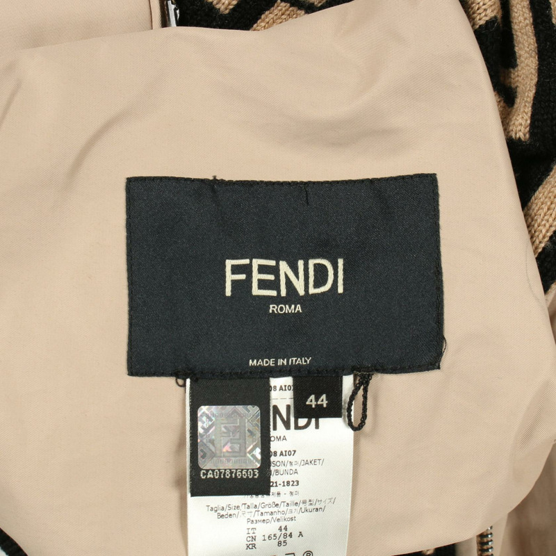 FENDI FF 標誌 其他外套 尼龍棉 米色 黑色 二手 男款-3