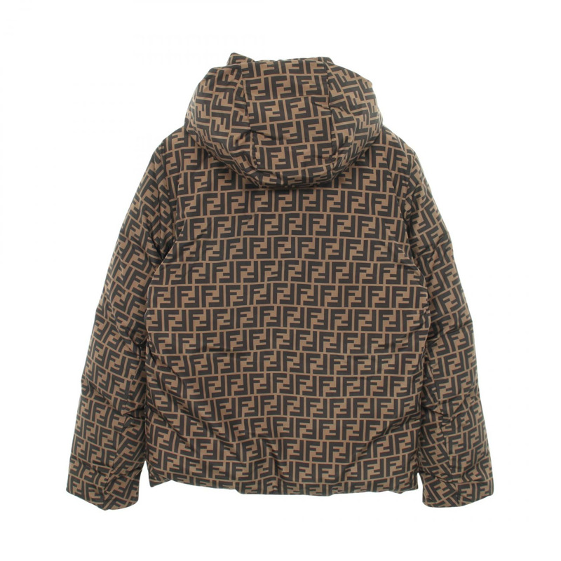 FENDI FF logo 羽絨外套,聚酯纖維,卡其色/黑色,二手,男士雙面穿,#44-1