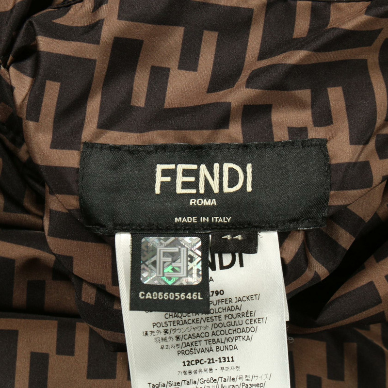 FENDI FF logo 羽絨外套,聚酯纖維,卡其色/黑色,二手,男士雙面穿,#44-3