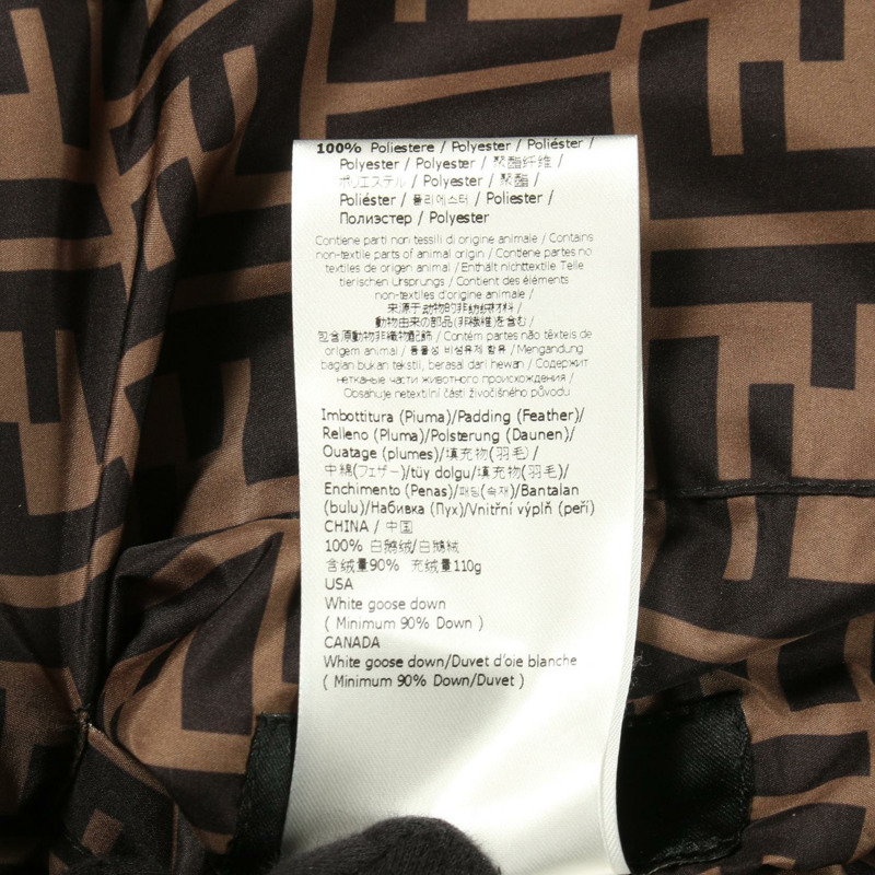 FENDI FF logo 羽絨外套,聚酯纖維,卡其色/黑色,二手,男士雙面穿,#44-5