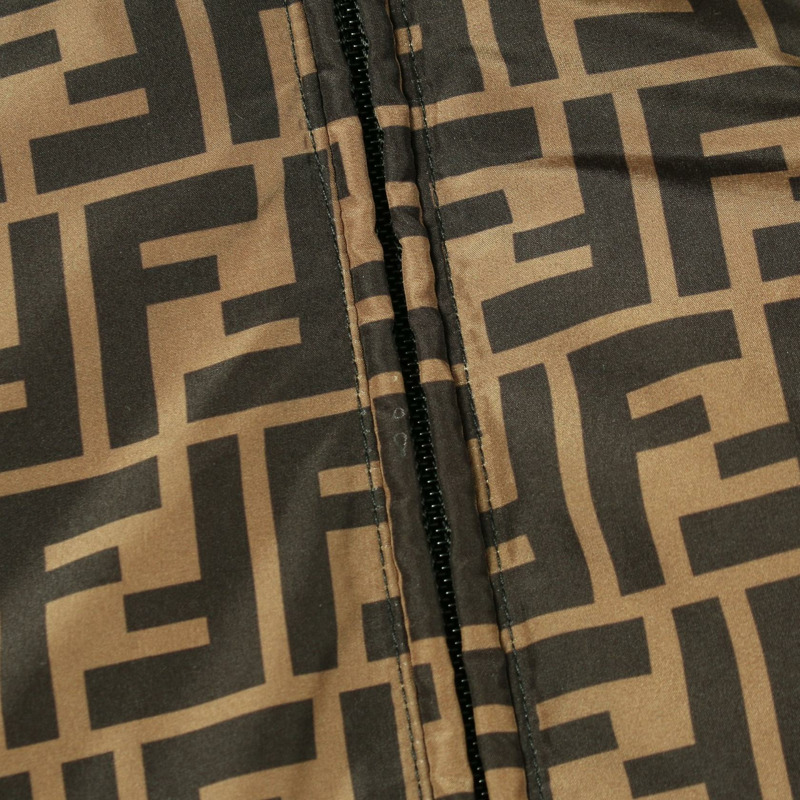 FENDI FF logo 羽絨外套,聚酯纖維,卡其色/黑色,二手,男士雙面穿,#44-7