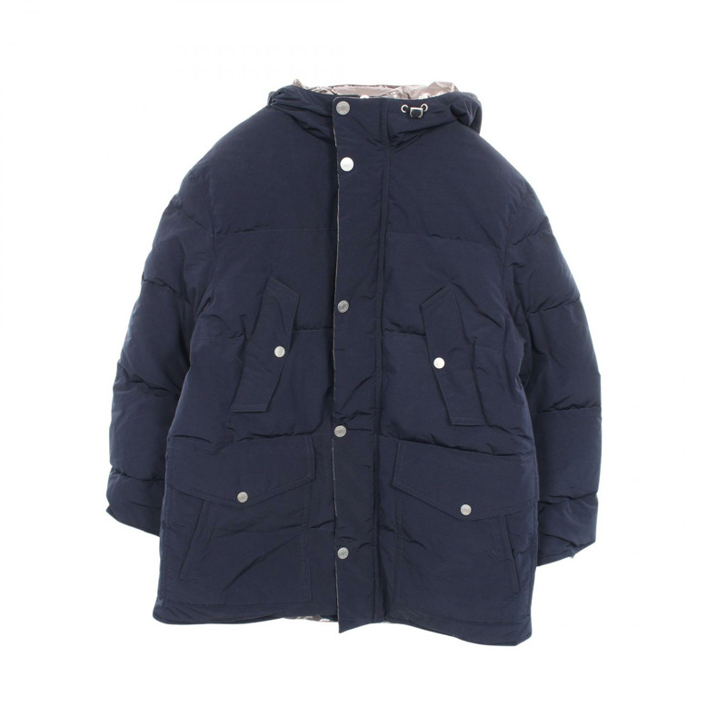 愛馬仕 Sellier 紐帶羽絨外套 #50 連帽衫 尼龍聚酯纖維 海軍藍 二手 女款-0