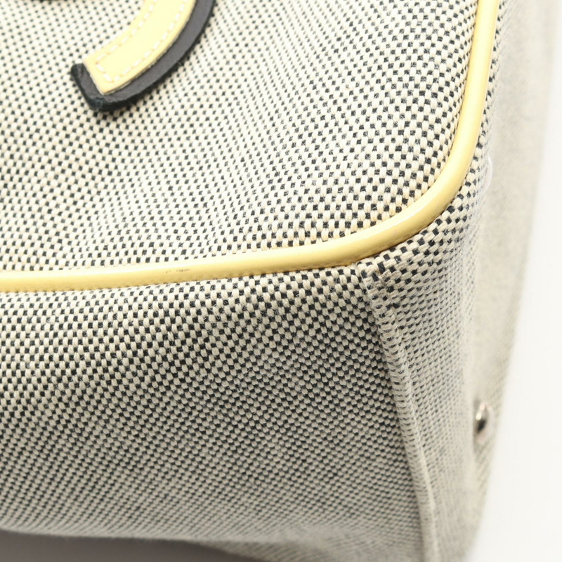 香奈兒山茶花5號巧克力棒手提包,帆布漆皮灰色,配金屬扣,二手-7