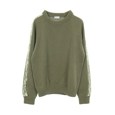Christian Dior Oblique針織套頭衫 113M638AT187 棉卡其色 #S 二手男款
