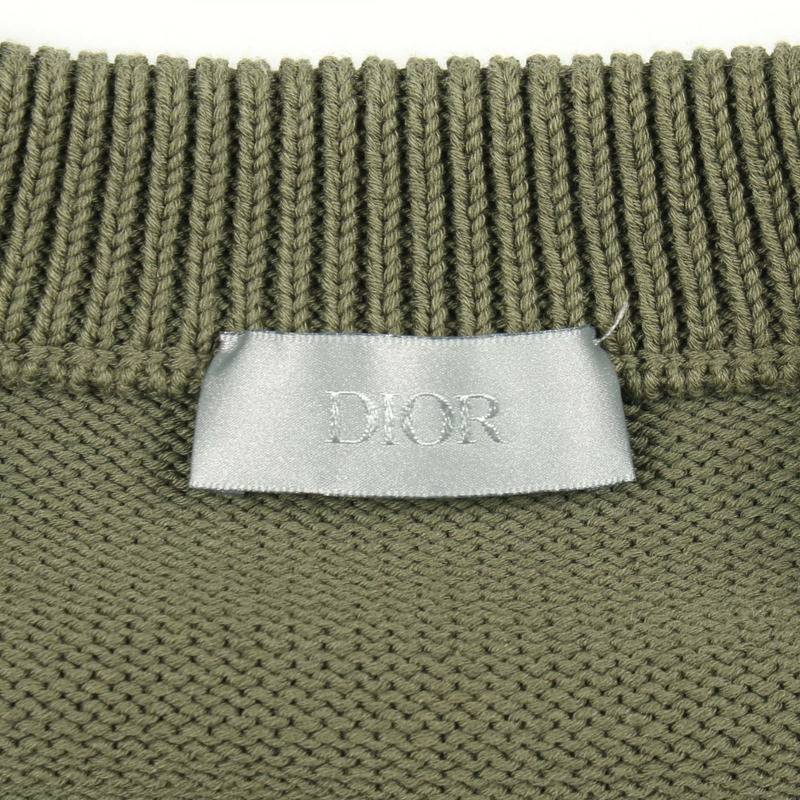 Christian Dior Oblique針織套頭衫 113M638AT187 棉卡其色 #S 二手男款-2