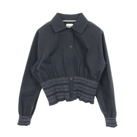 愛馬仕褶襉其他夾克棉質海軍藍二手女裝