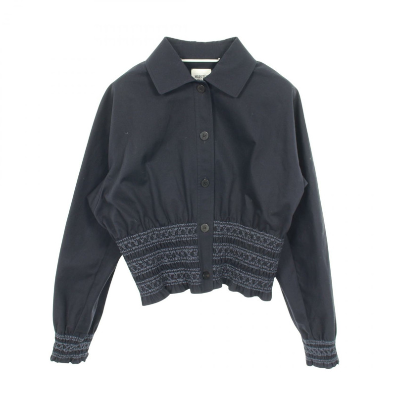 愛馬仕褶襉其他夾克棉質海軍藍二手女裝-0