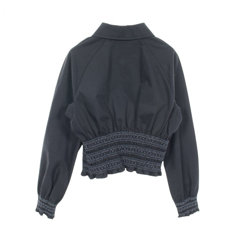 愛馬仕褶襉其他夾克棉質海軍藍二手女裝-1