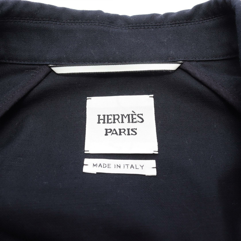 愛馬仕褶襉其他夾克棉質海軍藍二手女裝-2