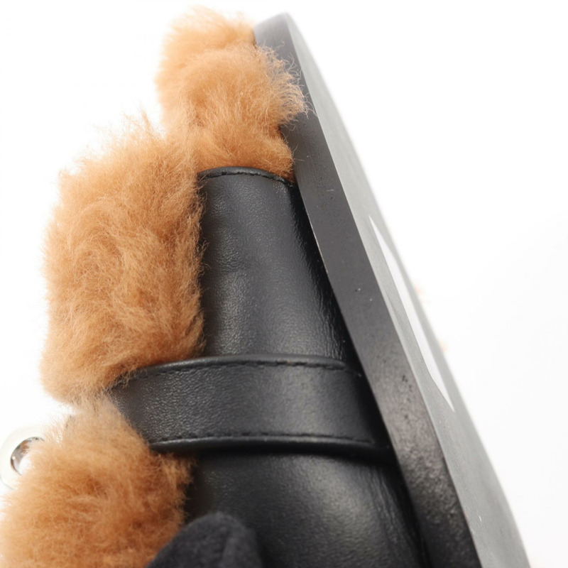 愛馬仕 Julia Kelly 扣環穆勒鞋，棕色/黑色真皮剪絨，二手女款 #36-8