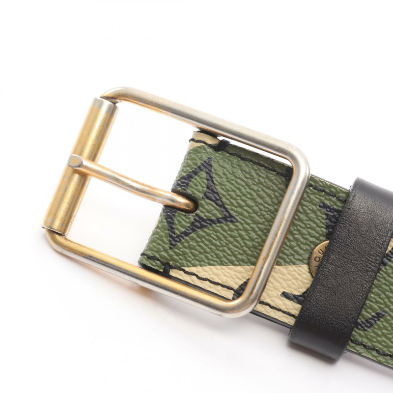 路易威登™腰帶 M9646 皮革 Monoglamoufrage 卡其色 米色 二手 LV-1