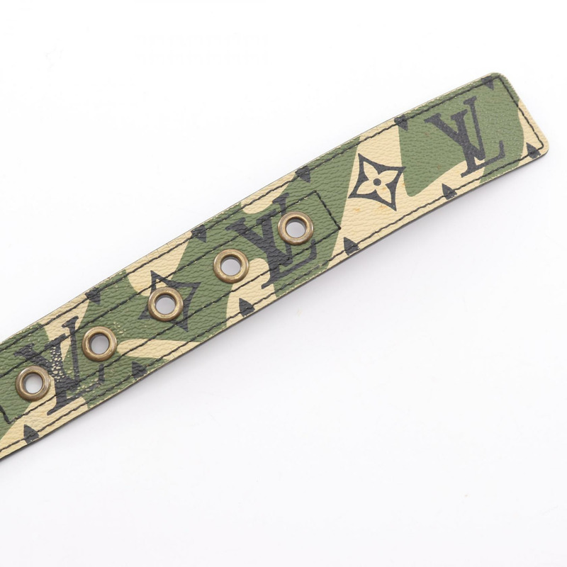 路易威登™腰帶 M9646 皮革 Monoglamoufrage 卡其色 米色 二手 LV-2