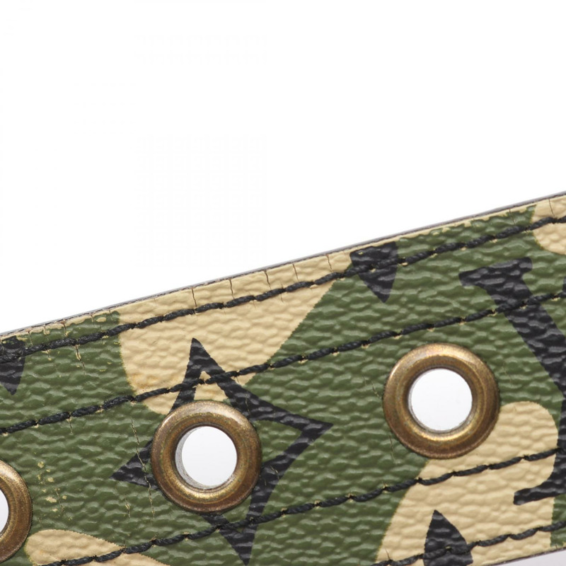 路易威登™腰帶 M9646 皮革 Monoglamoufrage 卡其色 米色 二手 LV-8