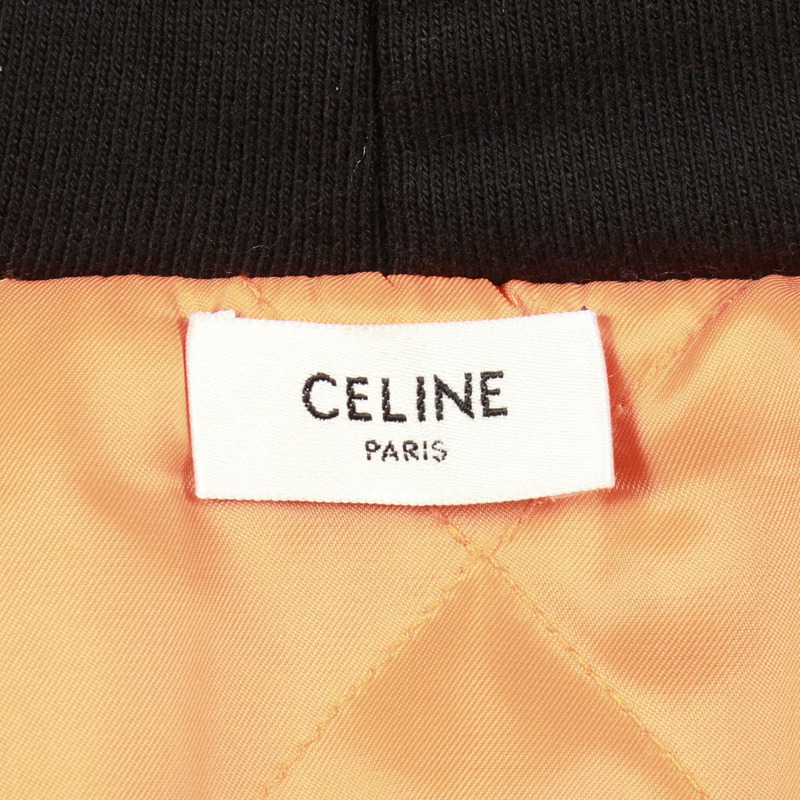 CELINE 標誌刺繡拉鍊連帽衫 其他外套 棉 黑色 二手 男士-2