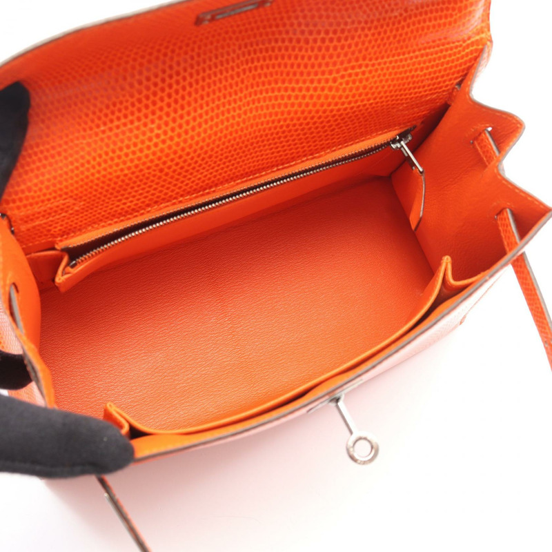 愛馬仕 Kelly 25 手提包，蜥蜴皮異國皮革，橙色，二手女款-2