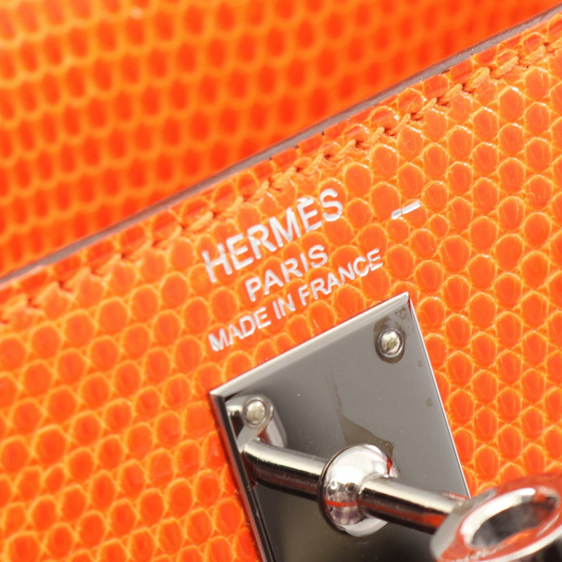 愛馬仕 Kelly 25 手提包，蜥蜴皮異國皮革，橙色，二手女款-3